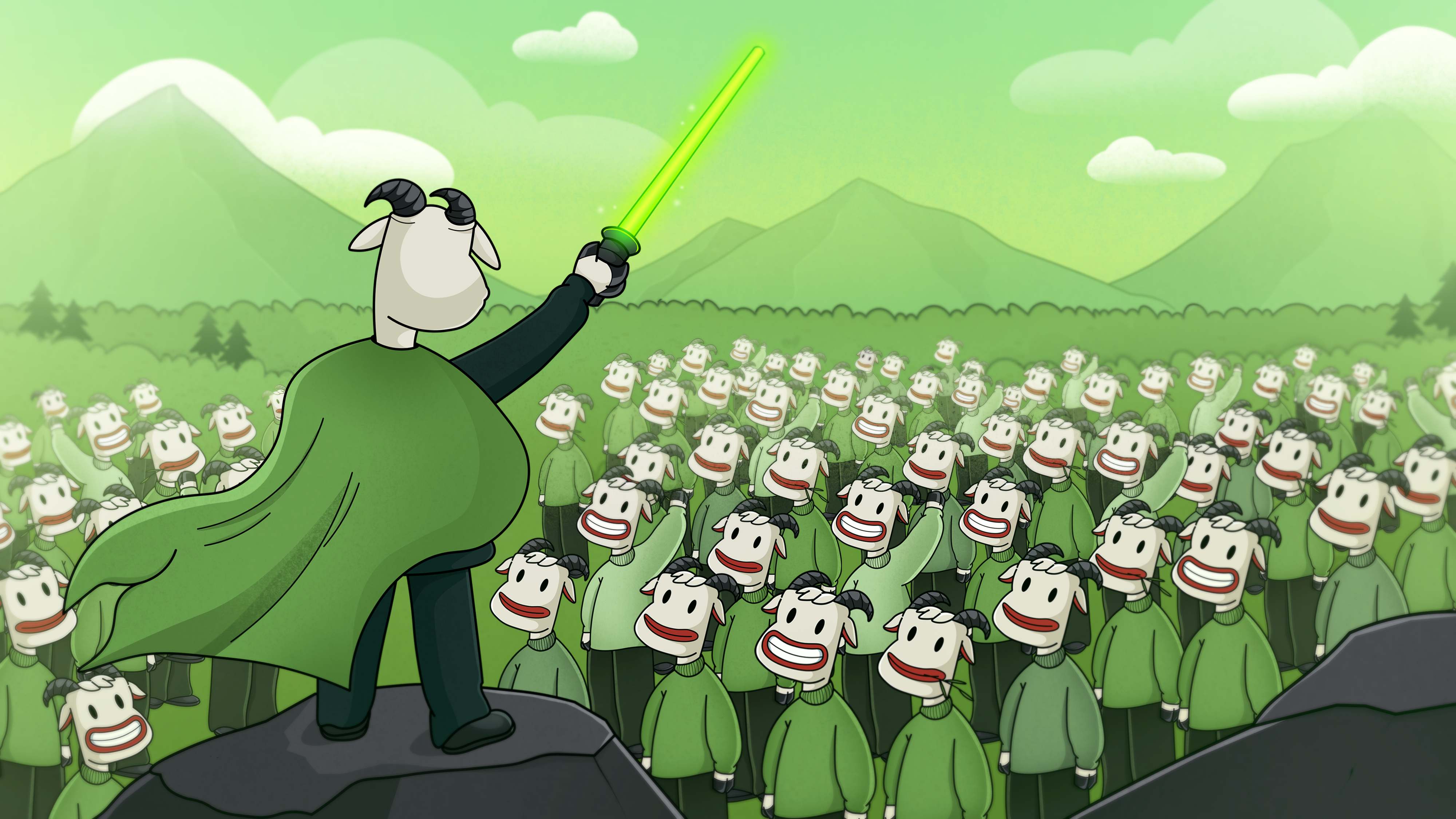 Yago Goat with Lightsaber and Crowd